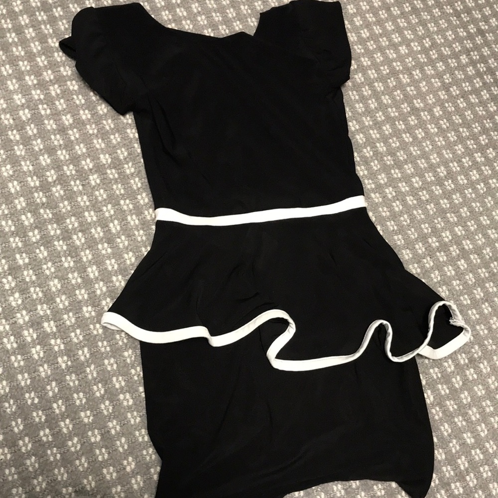 Hollyworld nyc kids black and white peplum dress